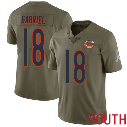 Chicago Bears Limited Olive Youth Taylor Gabriel Jersey NFL Football #18 2017 Salute to Service->youth nfl jersey->Youth Jersey